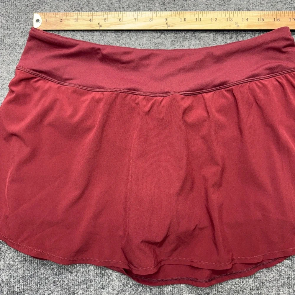Zella Womens XL Burgundy Spice Active Skort Built-in Shorts Zipper Pocket NEW